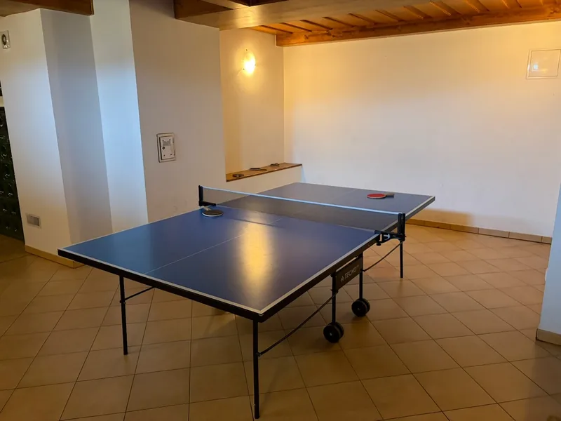 Stůl na stolní tenis ve společenském prostoru v suterénu